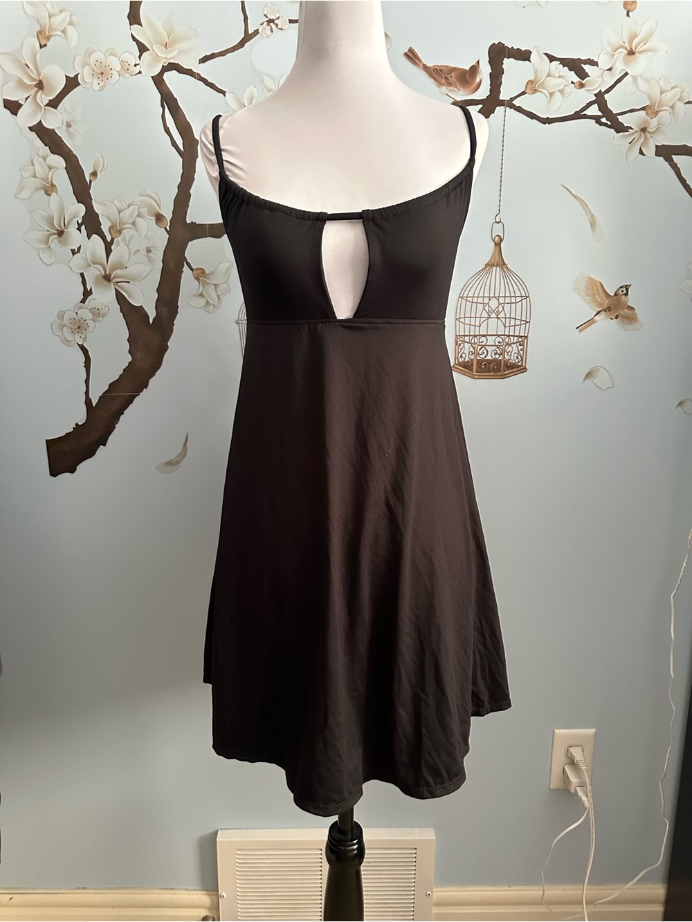 No Boundaries Black Swim Coverup Dress with Keyhole Front